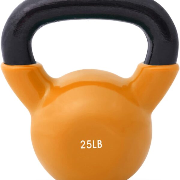 Kettlebell Weights Vinyl Coated Iron - 12 Size Options, 5lbs-50lbs - Coated for Floor and Equipment Protection, Noise Reduction, Ballistic, Core, Weight Training