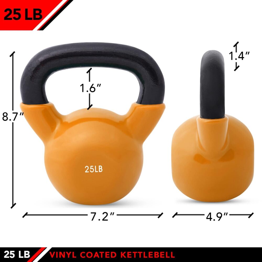 Kettlebell Weights Vinyl Coated Iron - 12 Size Options, 5lbs-50lbs - Coated for Floor and Equipment Protection, Noise Reduction, Ballistic, Core, Weight Training - Image 2