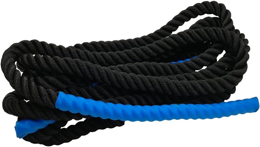 30ft Battle Rope, 7/8" Diameter Nylon Training Rope with Rubber Handles, for Home Gym Fitness Workout, Beginner & Youth Exercise Equipment - Image 2