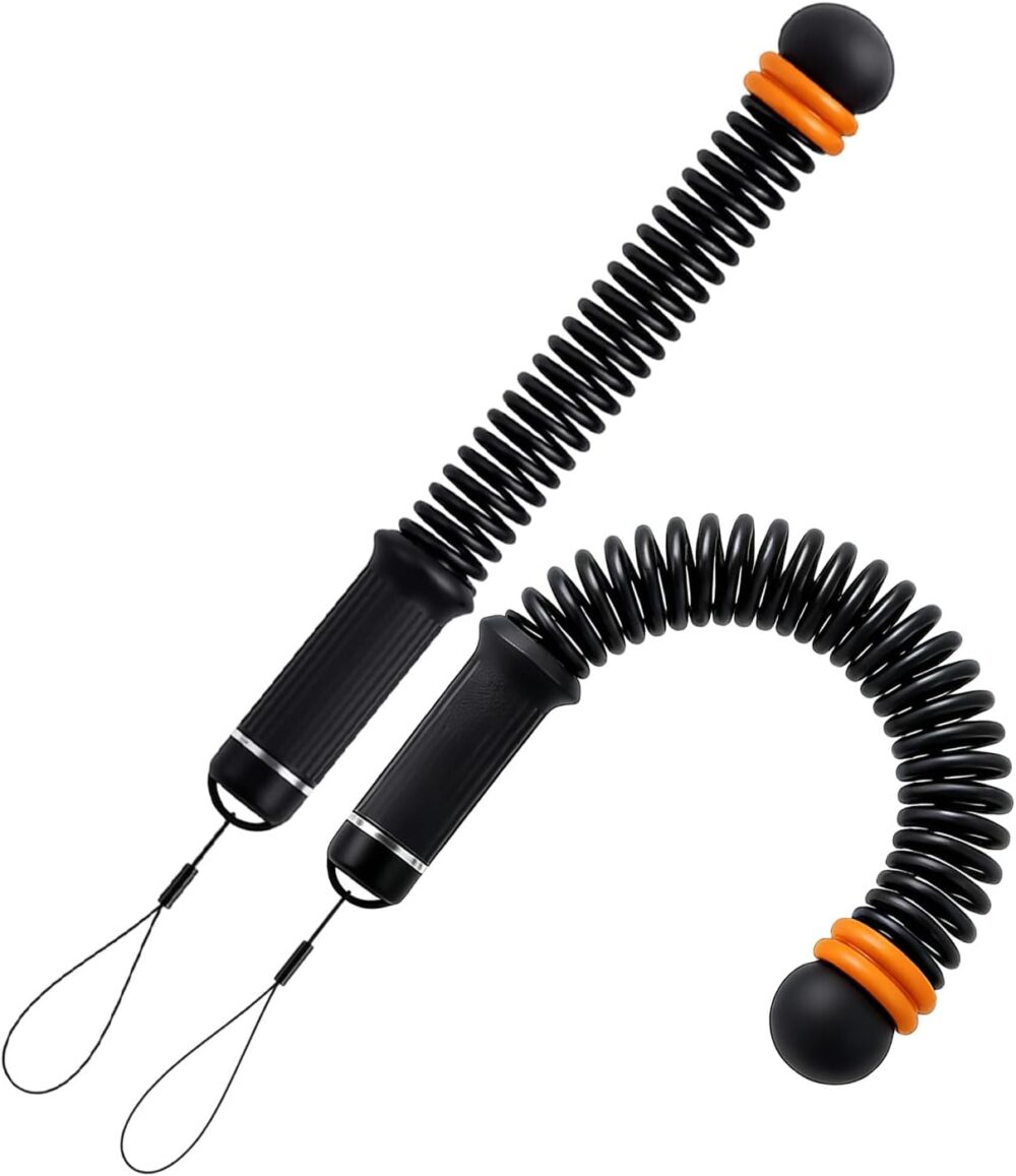 2PCS Weighted Ropeless Battle Ropes for Home Gym, Portable Weighted Workout Ropes for Arm Exerciser for Men & Women (Black+Orange)