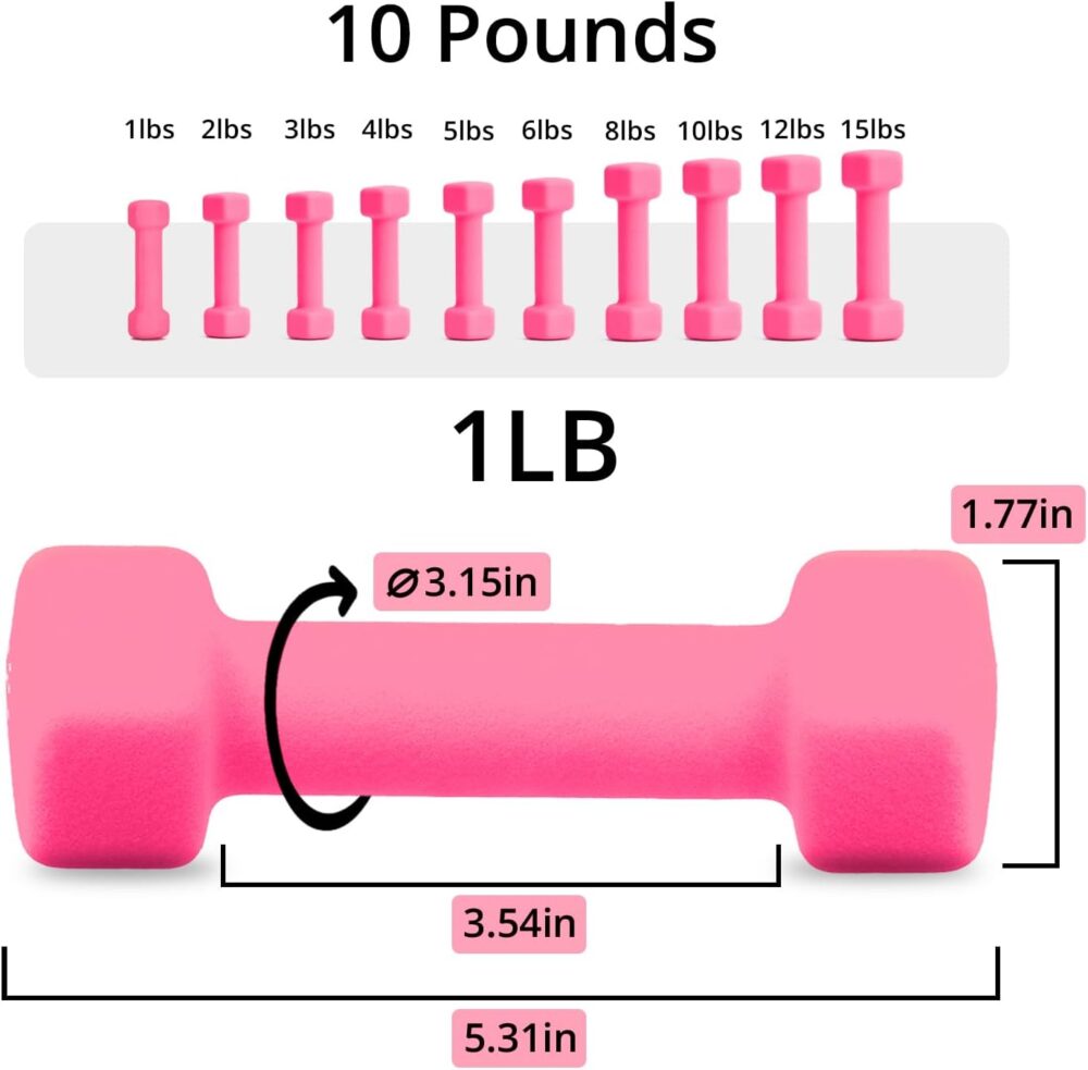 Dumbbells with Neoprene Coating（Single）, 1LB-3LB Anti-Roll, Anti-Slip, Hexagonal Home Fitness Equipment for Shoulder, Neck, and Hand Training for Seniors over 55 old - Image 2