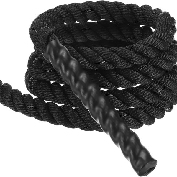 Battle Rope 10ft x 1 Inch Polyester Workout Rope Heavy Fitness Exercise Rope for Strength Training Home Gym Muscle Building, Black