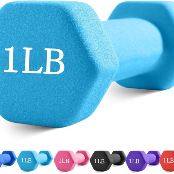 Dumbbells with Neoprene Coating(Single), 1LB-3LB Anti-Roll, Anti-Slip, Hexagonal Home Fitness Equipment for Shoulder, Neck, and Hand Training for Seniors over 55 old