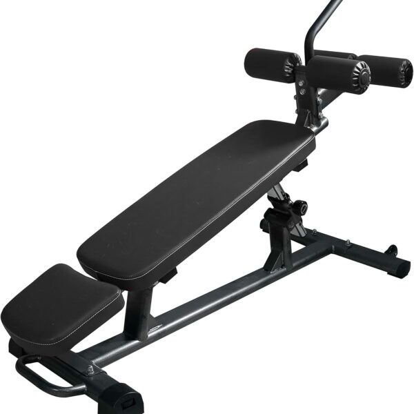 Semi-Commercial Sit-Up Bench For Core Workouts and Decline Bench Press. Adjustable Weight Bench with Reverse Crunch Handle with 4 Adjustable Height Settings. Great Ab Workout Equipment