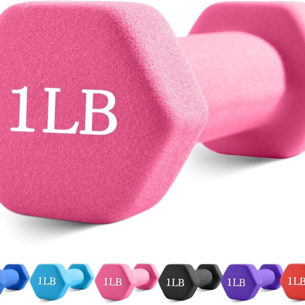 Dumbbells with Neoprene Coating(Single), 1LB-3LB Anti-Roll, Anti-Slip, Hexagonal Home Fitness Equipment for Shoulder, Neck, and Hand Training for Seniors over 55 old