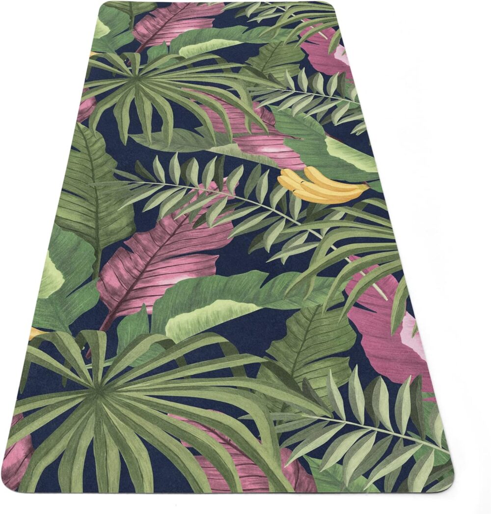 Tropical Fitness Pad, Banana Leaves Yoga Mat, Custom Anti-slip Workout Rug, 27"x72" (68x183cm), Y-219