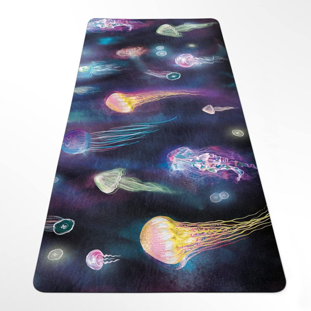 Glow Fitness Mat, Colrful Pilates Rug, Sea Life Anti-slip Workout Pad, 27"x72" (68x183cm), Y-94