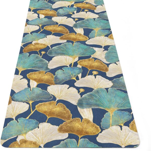 Floral Yoga Mat, Ginko Leaves Fitness Pad, Custom Anti-slip Workout Rug, 27"x72" (68x183cm), Y-222